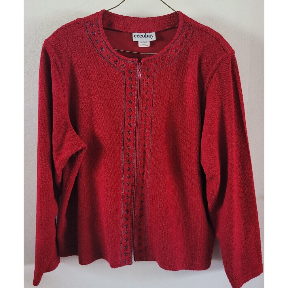 Eccobay Women's Size XL Red Zip Up Sweater
